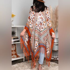 Leto Collection Bohemian Diamond Tassel Kimono boho hippie cottagecore layering